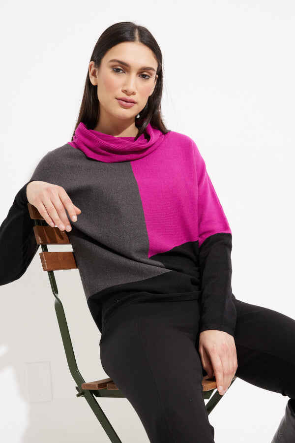 Joseph Ribkoff Color-blocked Shawl Collar