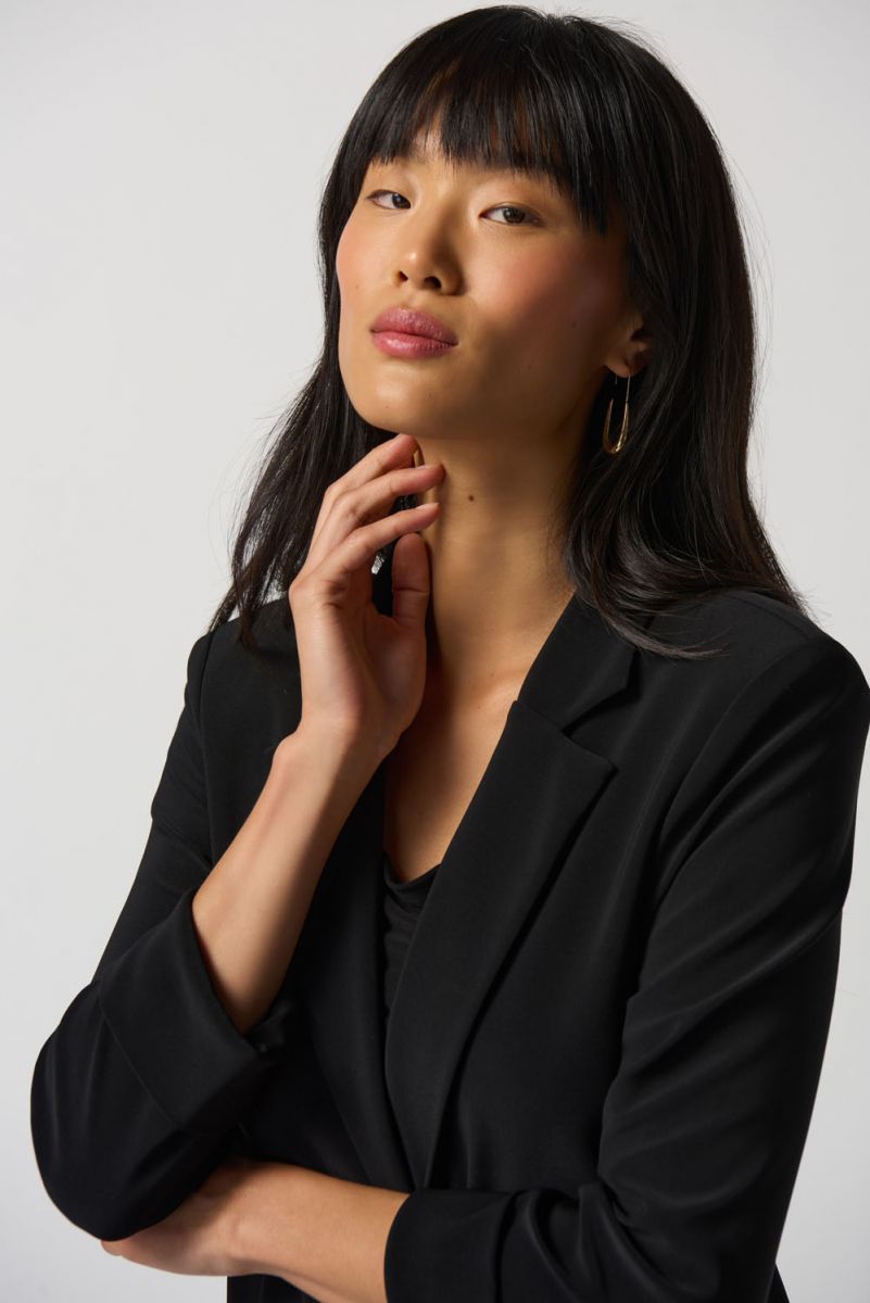 black top with black jacket