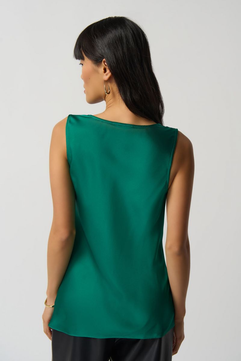 Joseph Ribkoff Kelly Green Cowl Neck Satin Top 233048