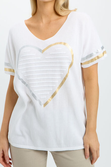 Frank Lyman Metallic Heart-shaped T-shirt