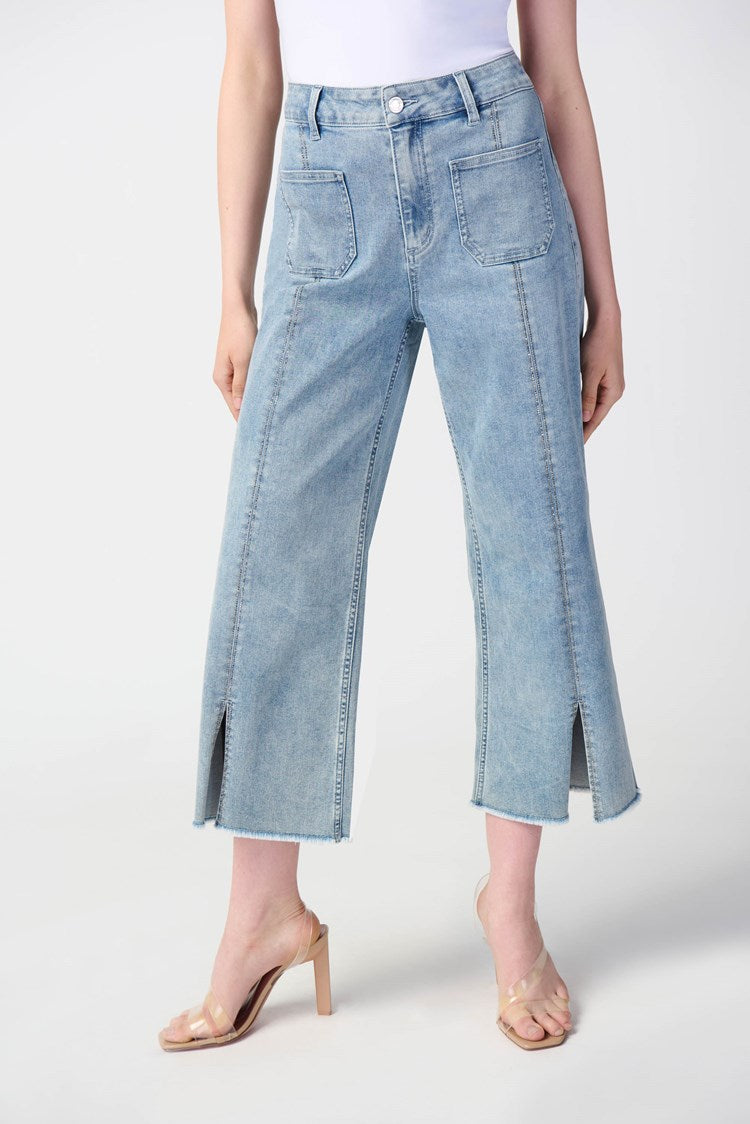 Culotte Jeans With Embellished Front Seam Style 241903
