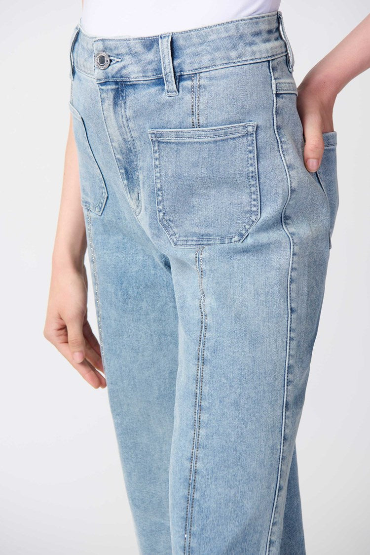 Culotte Jeans With Embellished Front Seam Style 241903