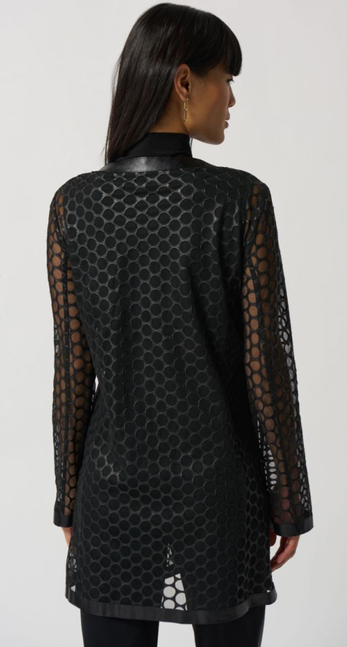 Joseph Ribkoff Faux Leather Mesh Jacket Black 233968