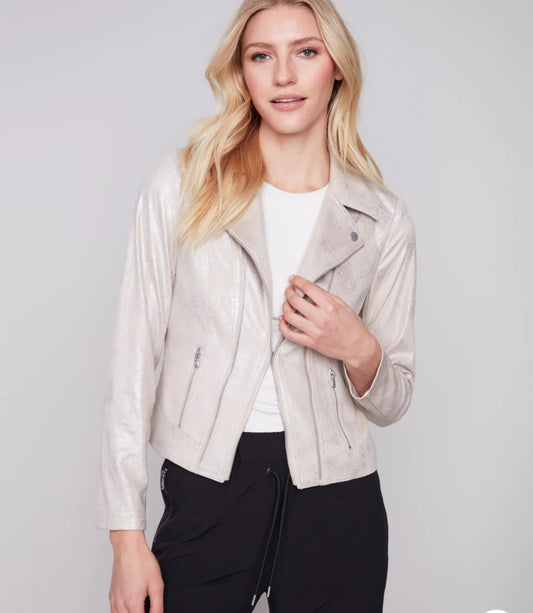 Pearlized Faux Leather Jacket